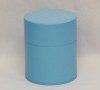 Color tin tea canister wide type 200g 7oz Light Teal